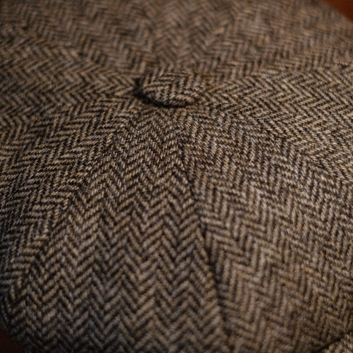Eight Piece Herringbone Wool Retro Newsboy Cap-Light Brown - Image 3