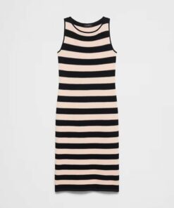 Textured Striped Midi Sweater Dress Ipa009