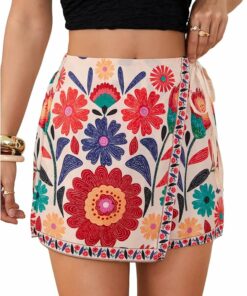 Floral Red Summer Wrap Skorts IP37