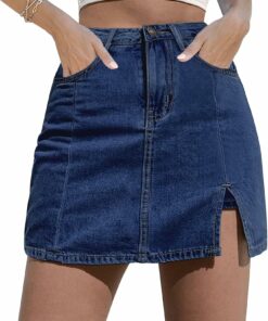 High Waisted Stretchy Denim Mini Skirt IP43