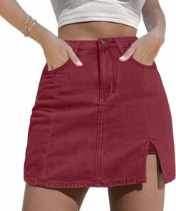 Rumba Red Stretchy Denim Mini Skirt IP42