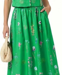 Womens 2 Piece Floral Cropped Tops Maxi Skirts IP60