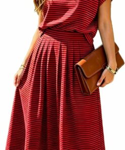 Women's Summer 2 Piece Outfits Striped Skirt IP58