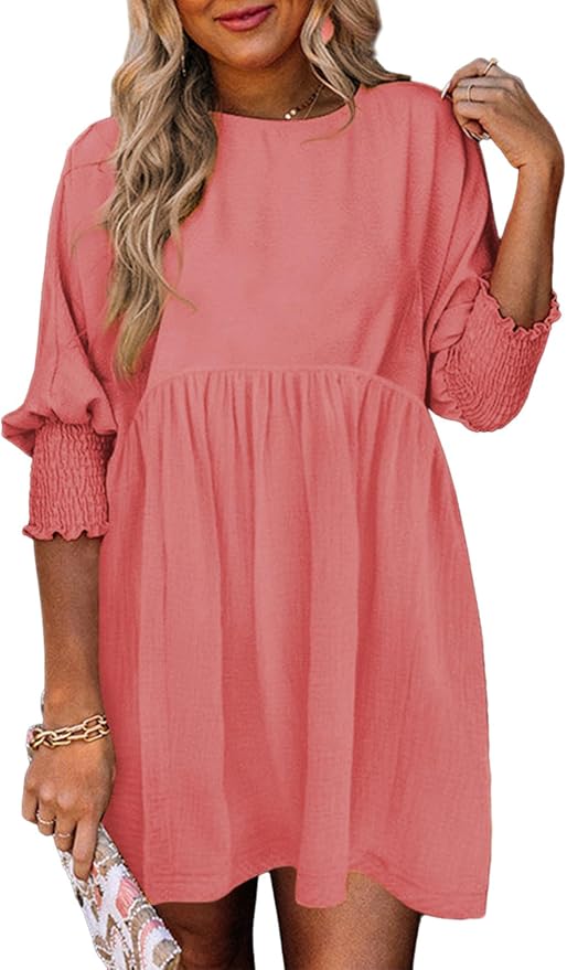 Apricot Pink Babydoll Mini Dress IP99