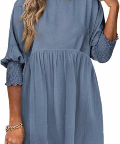 Dusk Blue Babydoll Mini Dress IP93