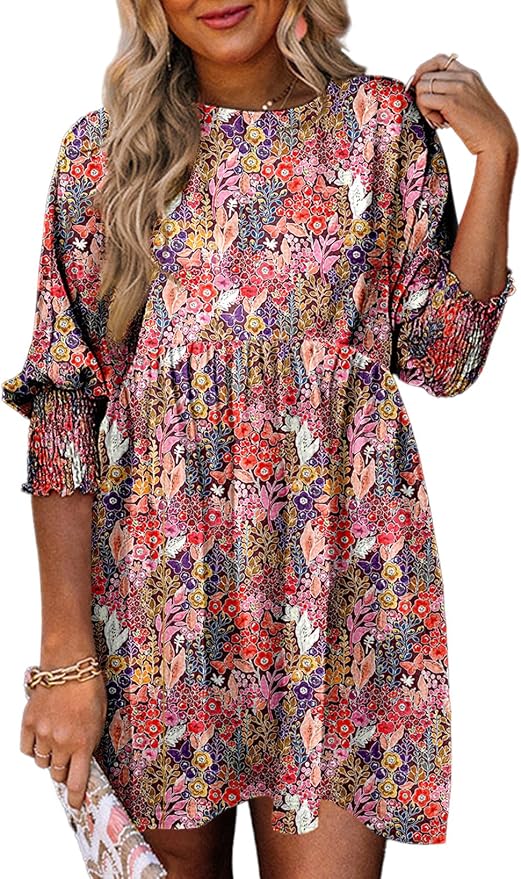 Floral Babydoll Mini Dress IP98