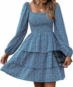 Floral Blue Smocked Mini Dress IP120