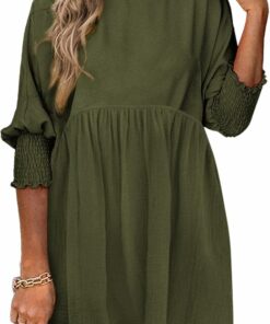 Jungle Green Babydoll Mini Dress IP101