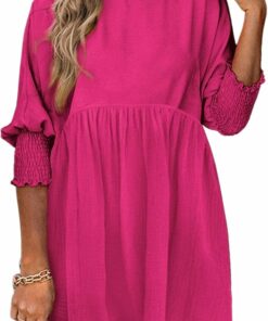 Rose Red Babydoll Mini Dress IP91