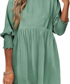Sage Green Babydoll Mini Dress IP92